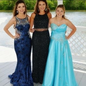 Fully beaded black prom dress